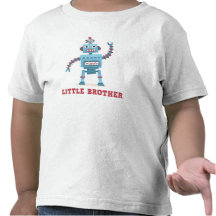 Gullig retro broder för robottecknadandroid lite t-shirt