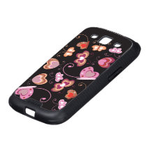 Gullig Retro rosa orange fjärilshjärtablomma Galaxy S3 Cases