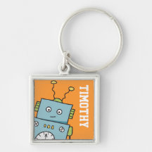 Gullig robot & kända högvärdiga Keychain Nyckel Ring