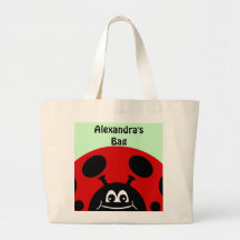 Gullig röd och svart nyckelpiga tote bags