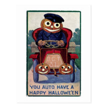 GULLIG ROLIG ANTIK HAPPY HALLOWEEN VYKORT