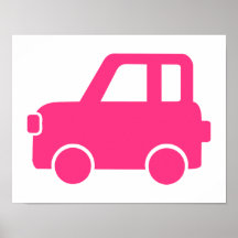 Gullig rosa bil print