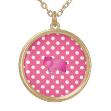 Gullig rosa flodhästrosapolka dots anpassningsbar halsband