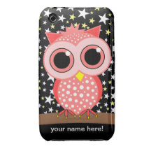 gullig rosa prickig uggla iPhone 3 case