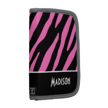 Gullig rosa & svart zebra ränder personlig almanackor av folio