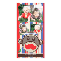 Gullig sjömansock monkey Photocards Hälsningskort Med Foto