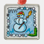 Gullig snögubbe julgranskula
