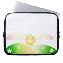 Gullig solkawaiitecknad laptop datorfodral