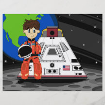 Gullig Spacemanreklamblad Flyg Blad