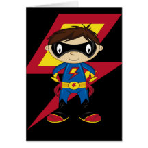 Gullig Superheropojke Hälsnings Kort