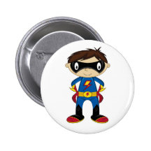 Gullig Superheropojke Knappar Med Nål