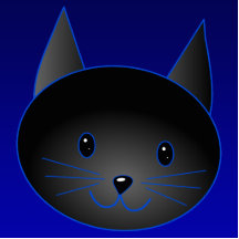 Gullig svart katt på djup midnatt blue. photo sculpture