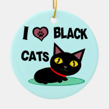 Gullig svart kattkärlekprydnad julgransdekoration