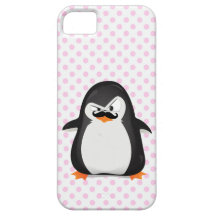 Gullig svart vitpingvin och rolig mustasch iPhone 5 fodral