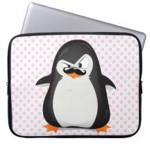 Gullig svart vitpingvin och rolig mustasch laptopskydd