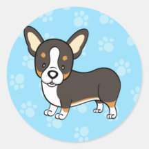 Gullig tecknad hundCorgiklistermärke