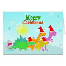 Gullig tecknadDinosaursjulkort