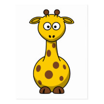 Gullig tecknadgiraff vykort