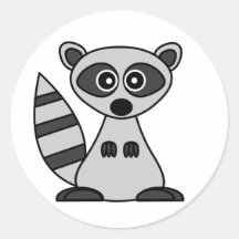Gullig tecknadRaccoon Rund Klistermärke
