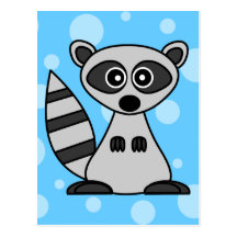 Gullig tecknadRaccoon Vykort