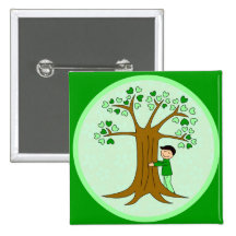 Gullig tree hugger design knapp med nål