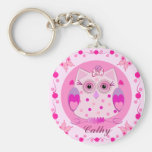 Gullig uggla Keychain med namn Nyckel Ringar