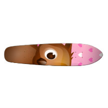 Gullig uggla på rosa hjärtamönsterbakgrund anpassningsbara skateboard