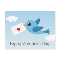 Gullig valentines dayvykort med blåttfågeln