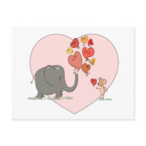 gullig vektor för elefant- och musvalentinkärlek