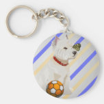 Gullig Westie hund- och fjärilskonst Nyckelring