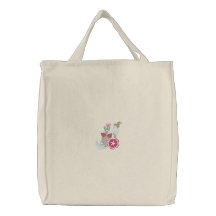 Gulliga blommor och fjärilen broderad toto hänger  tygkasse