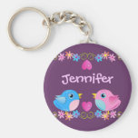 Gulliga Keychain med babyfåglar, hjärtor och namn Nyckelringar