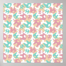 Gulliga pastellfärgade elefanter print