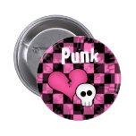 Gulliga punk shock rosa och svart bruten -hjärtad  nål