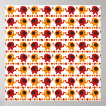 Gulliga röda orange stammar för elefantväninnehav print