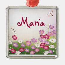 Gulliga rosa blommor, sländor julgransdekorationer