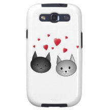 Gulliga svart och gråa katter, med Hearts. Galaxy S3 Fodral