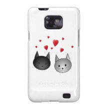 Gulliga svart och gråa katter, med Hearts. Galaxy S2 Skydd