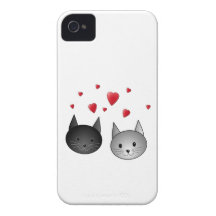 Gulliga svart och gråa katter, med Hearts. iPhone 4 Cover