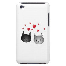 Gulliga svart och gråa katter, med Hearts. iPod Touch Cases