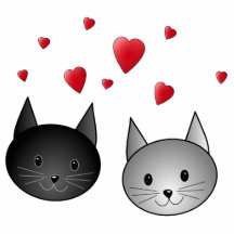 Gulliga svart och gråa katter, med Hearts. Photo Sculpture