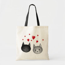 Gulliga svart och gråa katter, med Hearts. Kassar
