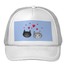 Gulliga svart och gråa katter, med Hearts. Baseball Hat