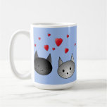 Gulliga svart och gråa katter, med Hearts. Kaffe Muggar