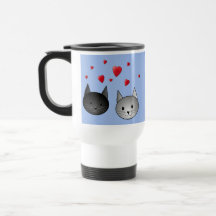 Gulliga svart och gråa katter, med Hearts. Kaffe Muggar