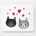 Gulliga svart och gråa katter, med Hearts. Musmattor