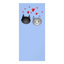 Gulliga svart och gråa katter, med Hearts. Rackkort