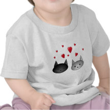 Gulliga svart och gråa katter, med Hearts. T Shirt