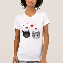 Gulliga svart och gråa katter, med Hearts. T Shirt