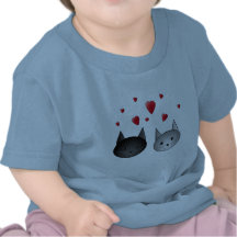 Gulliga svart och gråa katter, med Hearts. T-shirts